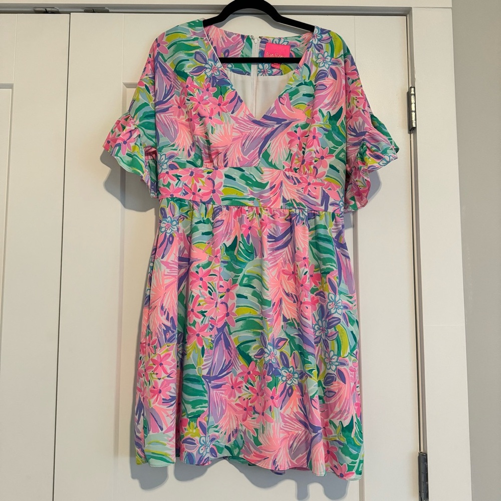 Lilly Pulitzer Floral Mini Dress - Pink, Green, Purple